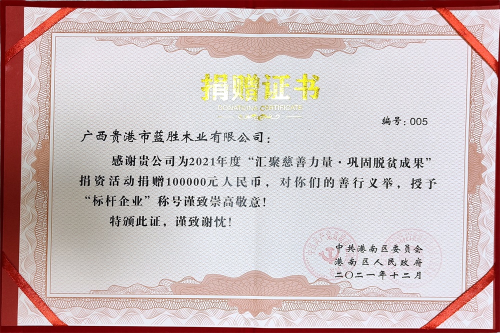 2021藍(lán)勝捐贈(zèng)證書(shū)